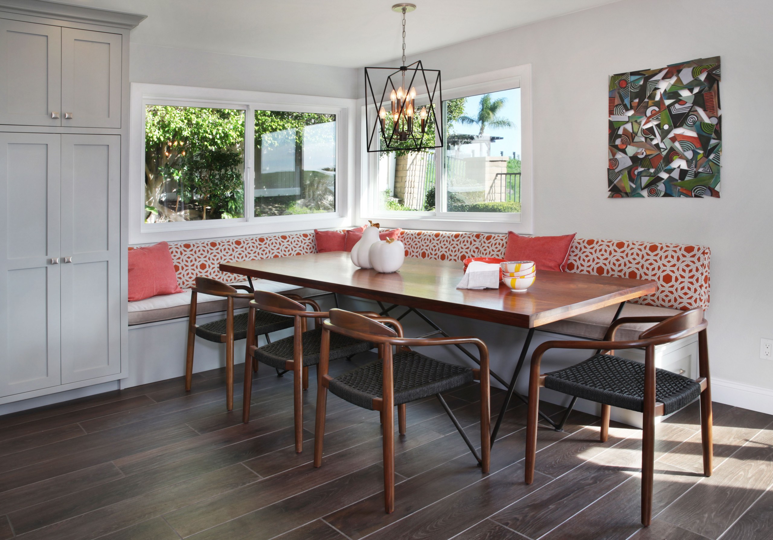Built-in bench breakfast nook, Laguna Niguel remodel